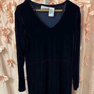 Chic Long Sleeve Blue velvet Dress